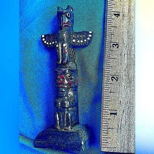 Totem pole Canadian first nation vtg Eagle British Columbia hand painted BOMA